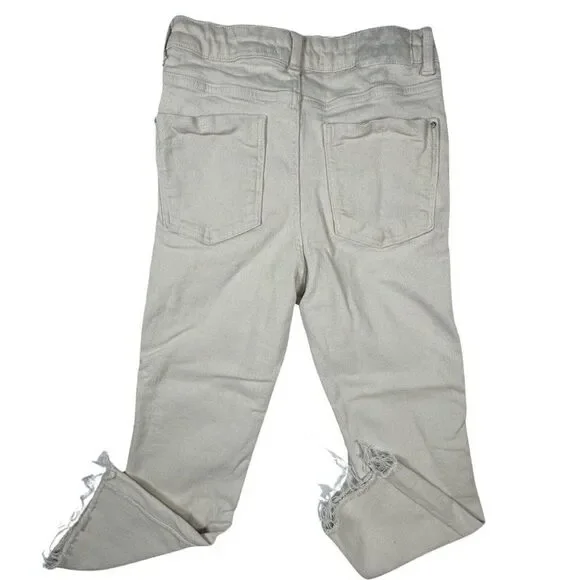 Zara Marine Straight Pants Womens White Denim High Rise Raw Hem Size 4 - Picture 2 of 11